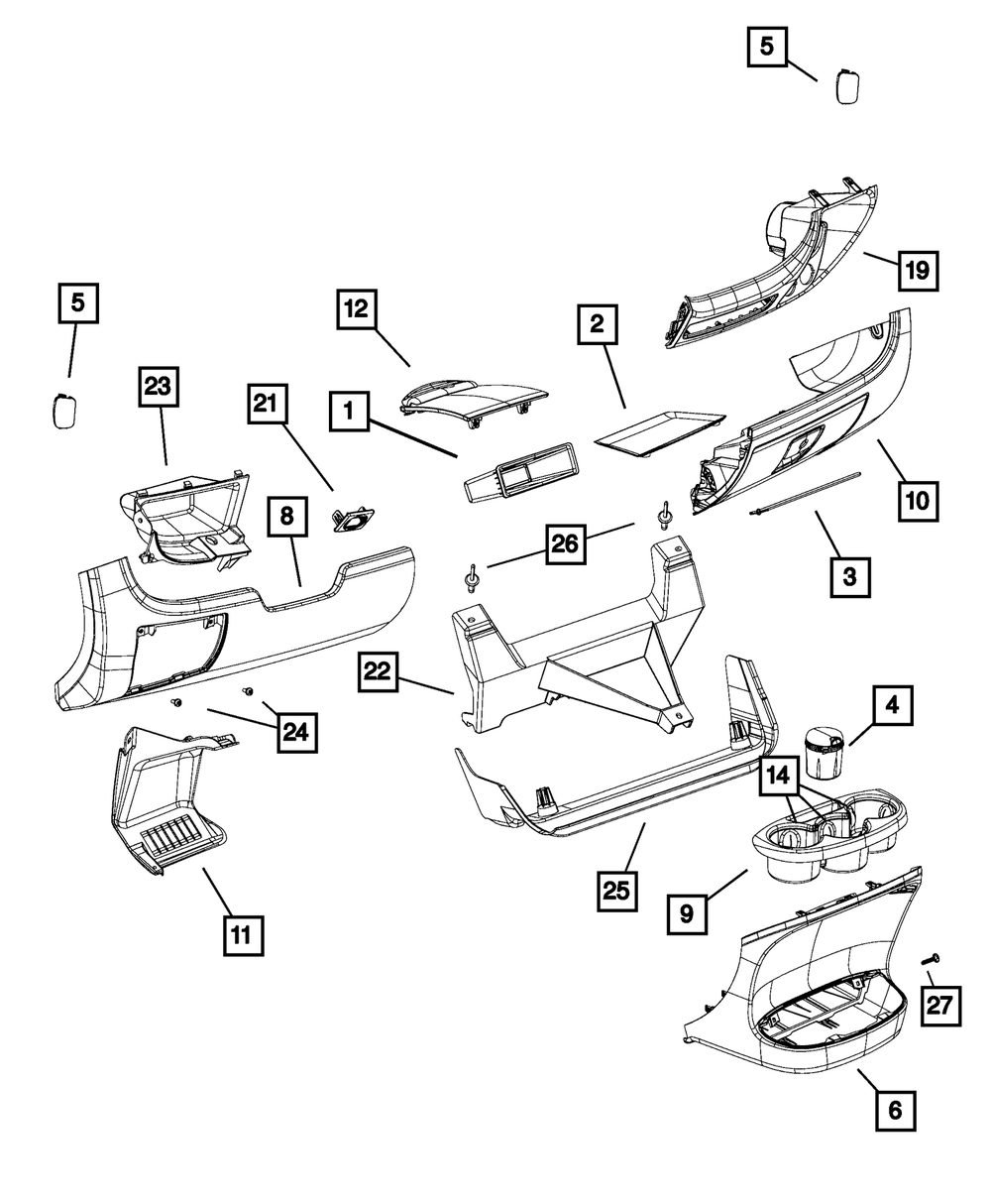 Genuine Mopar 1RY38JXWAA Instrument Panel Ash Receiver For Ram Models 3 1RY38JXWAA