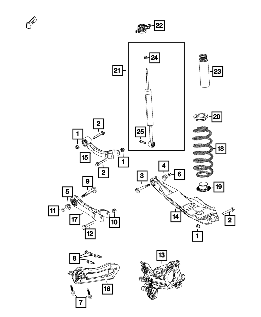 Genuine Mopar 68155227AF Trailing Arm Link Assembly, Left For Jeep Models 3 68155227AF