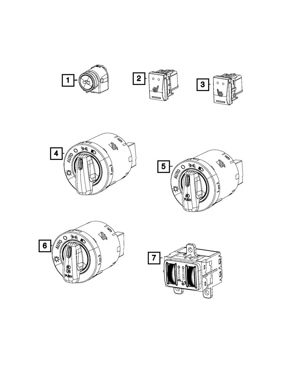 Genuine Mopar 68240386AC Headlamp and Fog Lamp Switch For Chrysler Models 3 68240386AC