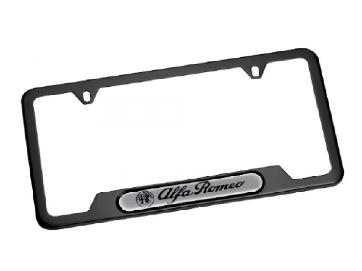 Genuine Mopar 82215800 License Plate Frame — Black with Alfa Romeo Logo 2 82215800